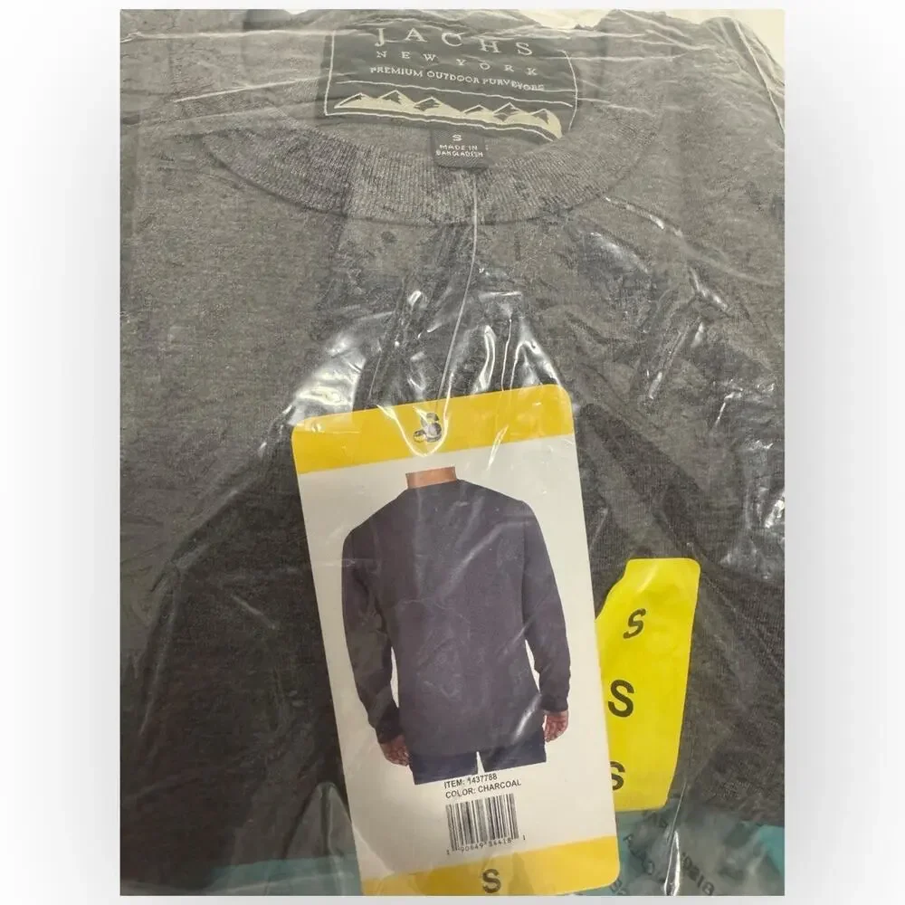 NWT JACHS New York Stretch Pima Blend Crewneck Pullover – Size Small – Charcoal